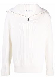 Off-White zipped rib knitted jumper - Bianco