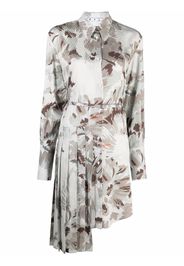 Off-White FLORAL SATIN PLISSE SHIRT DR GREY GREEN - Grigio