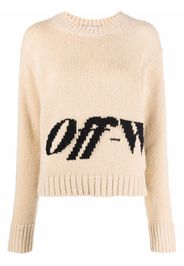 Off-White INTARSIA LOGO CREWNECK BEIGE BLACK - Toni neutri