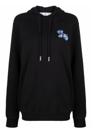Off-White EMBR FLORAL ARROW REG HOODIE BLACK BLUE - Nero