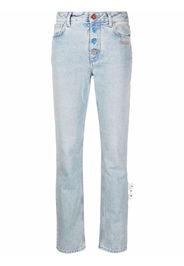 Off-White slogan-print straight high-rise jeans - Blu