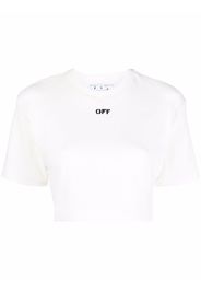 Off-White OFF STAMP RIBBED CROPPED TEE WHITE BLACK - Bianco