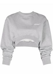 Off-White HELVETICA SUPER CROP CREWNECK MELANGE GR - Grigio