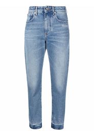 Off-White logo cropped jeans - Blu
