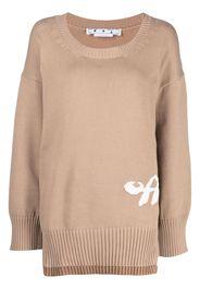 Off-White intarsia-logo ribbed jumper - Marrone