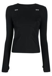 Off-White Top a maniche lunghe con stampa - Nero