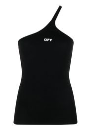 Off-White logo-print one-shoulder top - Nero