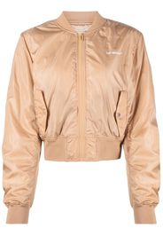 Off-White Bomber con logo - Marrone