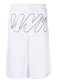 Off-White Shorts Wave Outl Diagonal - Bianco