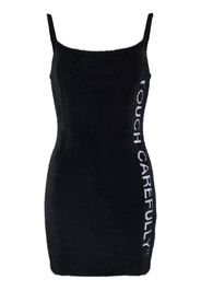 Off-White slogan detail fuzzy mini dress - Nero