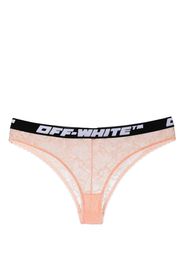 Off-White logo-waistband lace briefs - Toni neutri