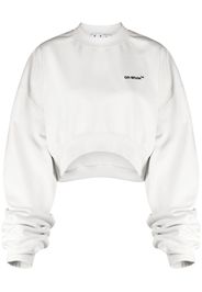 Off-White logo-embroidered cropped sweatshirt - WHITE A BLACK