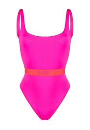 Off-White logo-strap swimsuit - Rosa