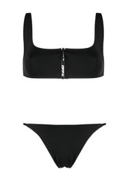 Off-White zipped logo-print bikini - Nero