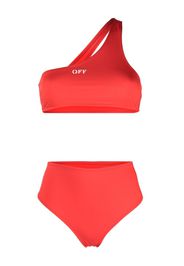 Off-White Set bikini monospalla a vita alta - Rosso