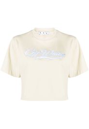 Off-White logo-print cropped T-shirt - Toni neutri