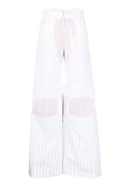 Off-White striped wide-leg cotton trousers - Bianco