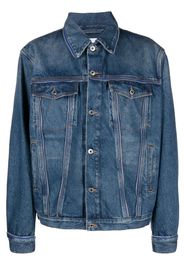 Off-White zip-embellishment denim jacket - MEDIUM BLUE NO COLOR