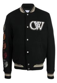 Off-White logo-appliqué bomber jacket - Nero