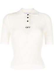 Off-White logo-intarsia open-knit top - Bianco