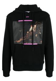 Off-White Caravaggio print cotton hoodie - 1034 BLACK CYCLAMEN