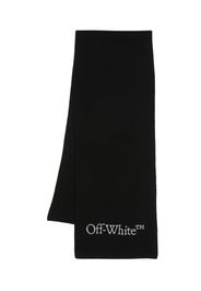 Off-White logo-embroidered virgin-wool scarf - Nero