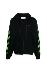 Off-White Arrows-print zip-up cotton hoodie - Verde