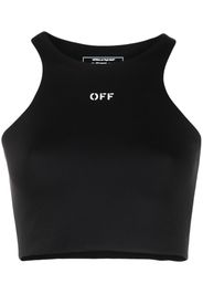 Off-White logo-print cropped tank top - Nero