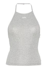 Off-White logo-print halterneck top - Argento