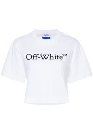 Off-White T-shirt crop con stampa - Bianco