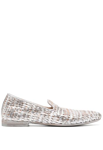 Officine Creative metallic-effect calf-leather loafers - Argento