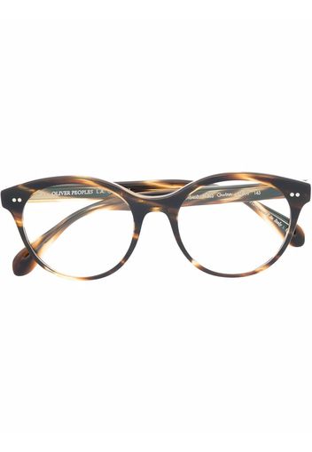 Oliver Peoples marbled round-frame glasses - Marrone