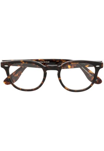 Oliver Peoples tortoiseshell-effect square glasses - Marrone