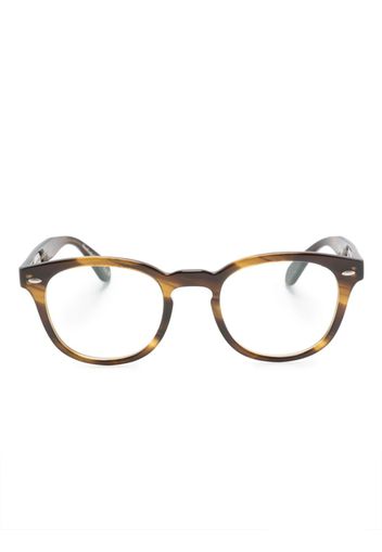 Oliver Peoples tonal-design round-frame glasses - Marrone