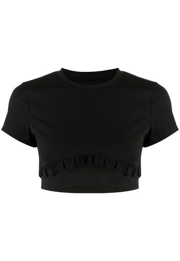 Onefifteen T-shirt crop con ruches - Nero