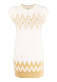 Onefifteen zigzag embroidered mini dress - Bianco