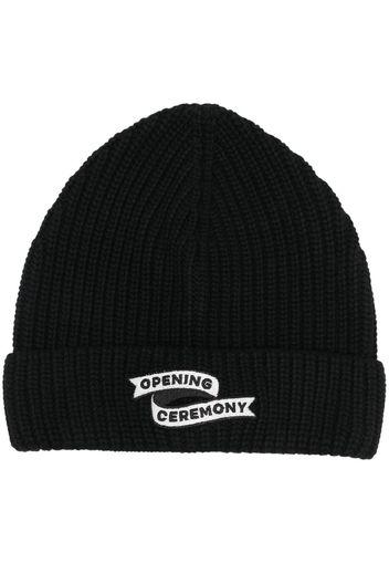 Opening Ceremony flag logo knitted beanie hat - Nero