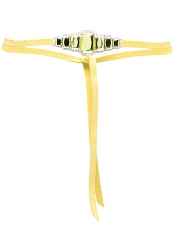 Orciani crystal-embellished leather belt - Giallo