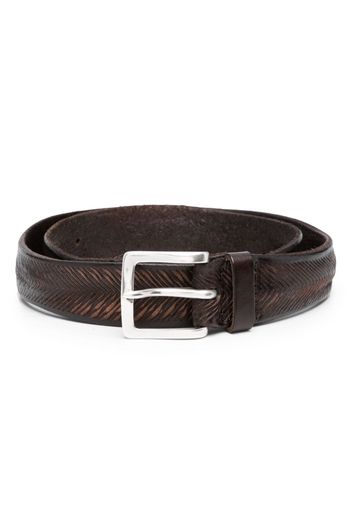 Orciani herringbone leather belt - Marrone