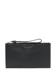 Orciani logo-lettering leather clutch bag - Nero