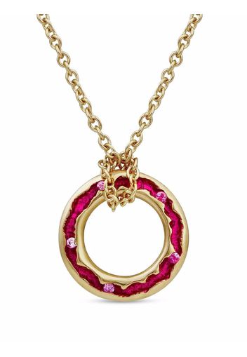 Origin 31 Collana con pendente Rock Pool in oro 18kt con rosa e zaffiri