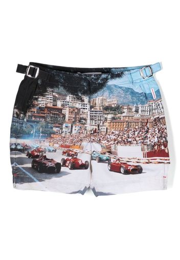 Orlebar Brown Kids photograph-print swim shorts - Blu