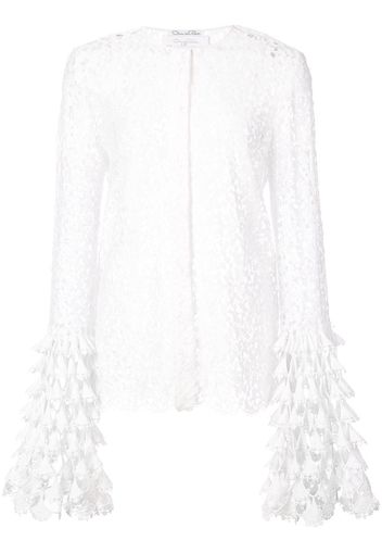 Oscar de la Renta scalloped bell sleeve blouse - Bianco