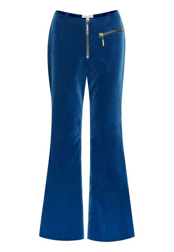 Oscar de la Renta velvet mid-rise flared trousers - Blu