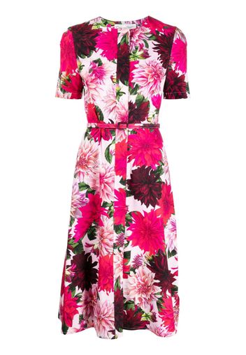 Oscar de la Renta Abito midi con stampa Dahlia - Rosa