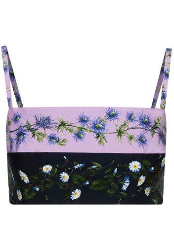 Oscar de la Renta Top crop a fiori - Nero