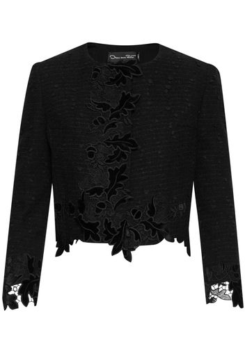 Oscar de la Renta Giacca crop con pizzo - Nero