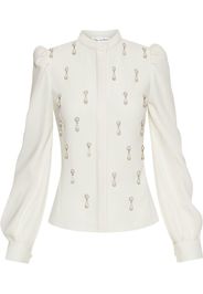 OSCAR DE LA RENTA pearl-embellished silk-blend blouse - Toni neutri