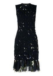 Oscar de la Renta floral-pattern knitted dress - Blu