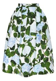 Oscar de la Renta floral-print belted midi skirt - Bianco